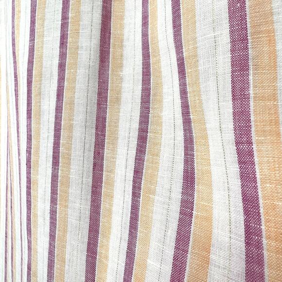 NEW NWT $99 Chicos Large 2 100% LINEN Gold Shimmer Stripe Blouse Shirt Top Beach - Picture 9 of 10